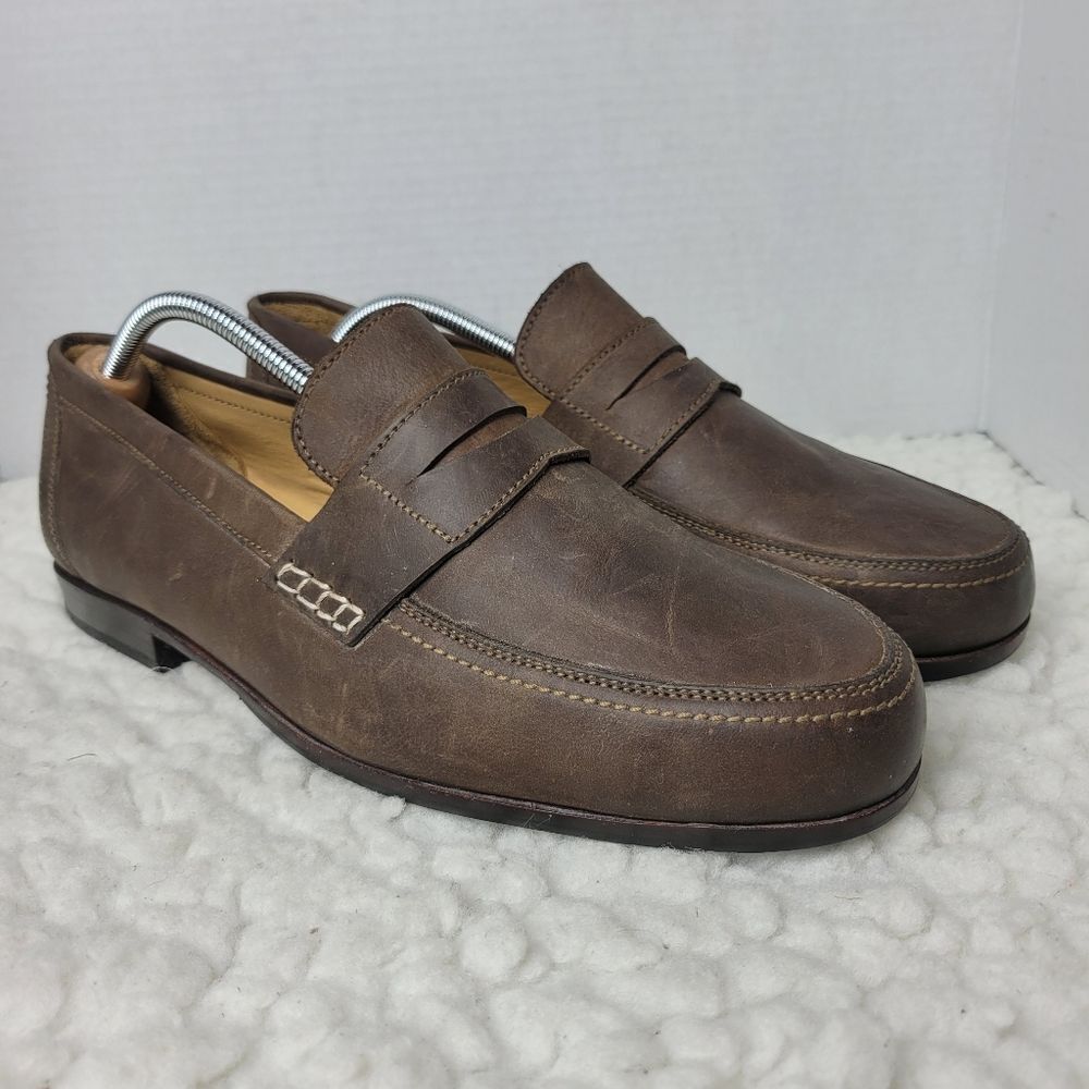Adelante The Luca Men's Size 11D Slip On Penny Loafers Brown Nubuck Shoes